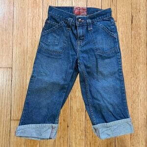 Levi's Girls Jeans Cropped Wide Leg Cuff Blue 12 Dark Wash 24"x 14.5"